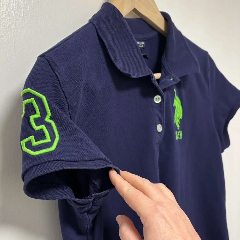 U.S. Polo Assn. women's polo with neon green details, large - Picture 3 of 10